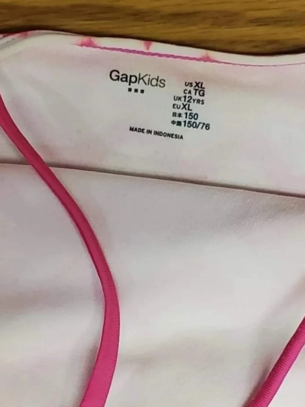 GAP KIDS Girl Swim Suit 2 Piece Chevron Design Pink & White Size XL